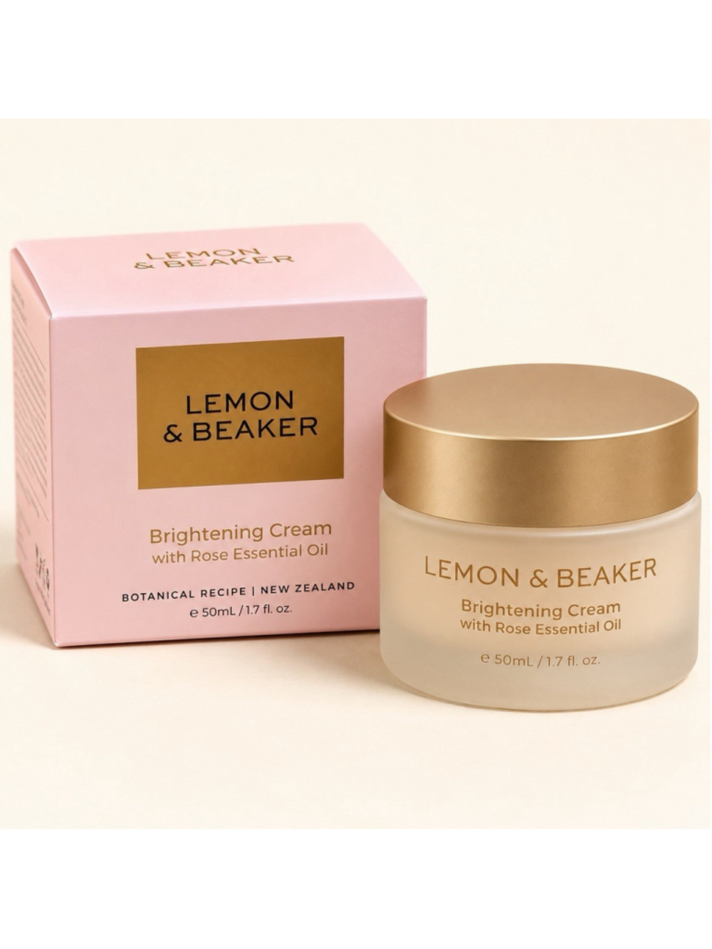 Lemon & Beaker Brightening Cream Rose Essential Oil Niacinamide 50ml NEW